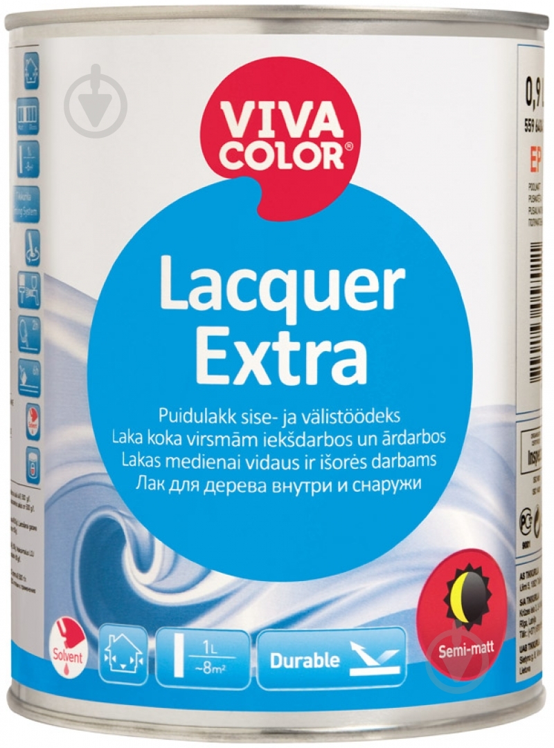 Лак Lacquer Extra Vivacolor полумат 0,9 л - фото 1