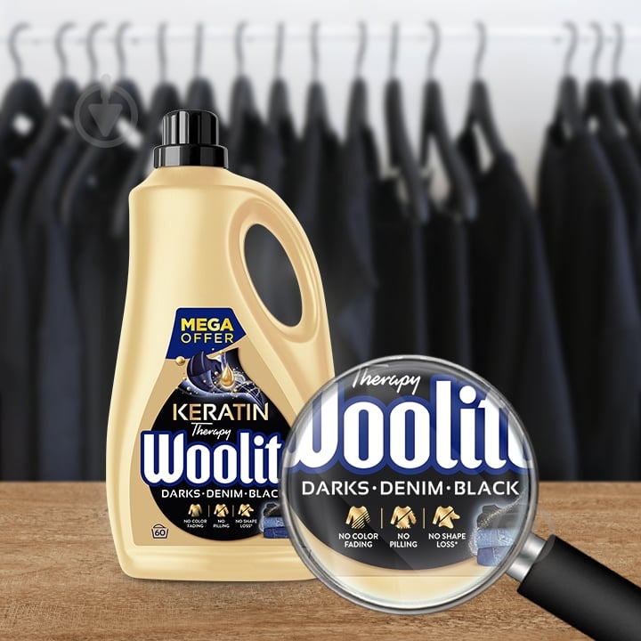 Гель для машинного та ручного прання Woolite для чорних та джинсових тканин з кератином 3,6 л - фото 5
