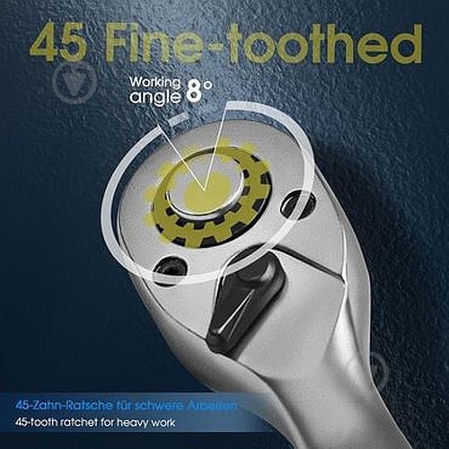 Тріскачка 3/8" 205 мм з реверсом CrV 45 зубців S&R 465045038 - фото 6