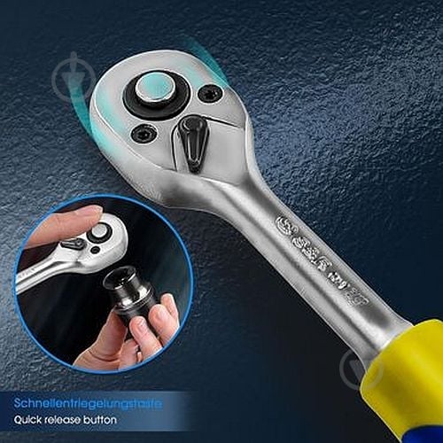 Тріскачка 3/8" 205 мм з реверсом CrV 45 зубців S&R 465045038 - фото 5