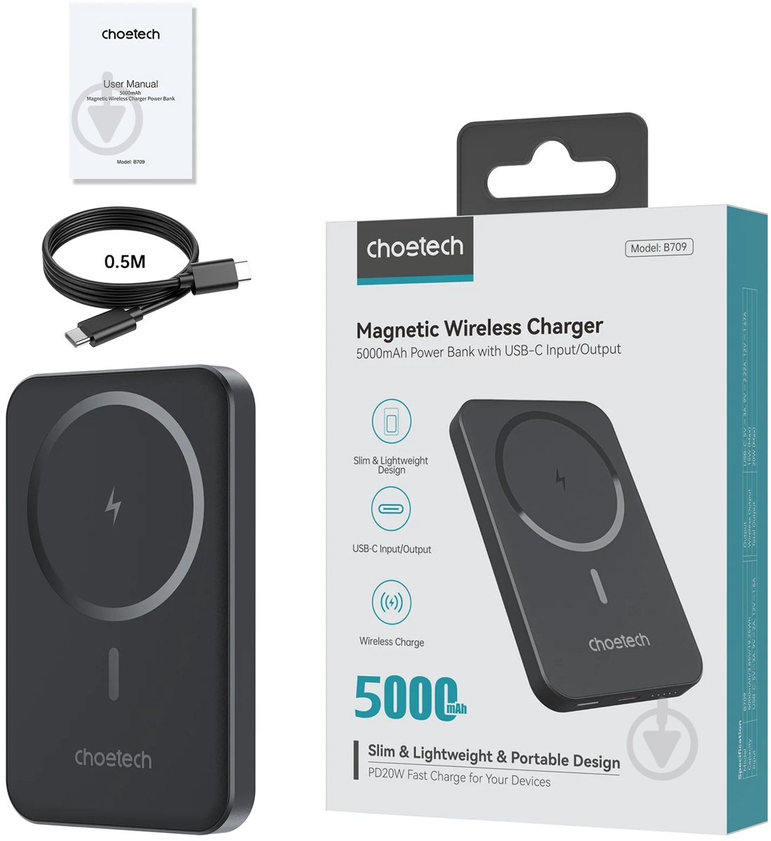 Повербанк Choetech 5000 mAh black (B709-CCBK) - фото 3 Повербанк Choetech 5000 mAh black (B709-CCBK) - фото 3