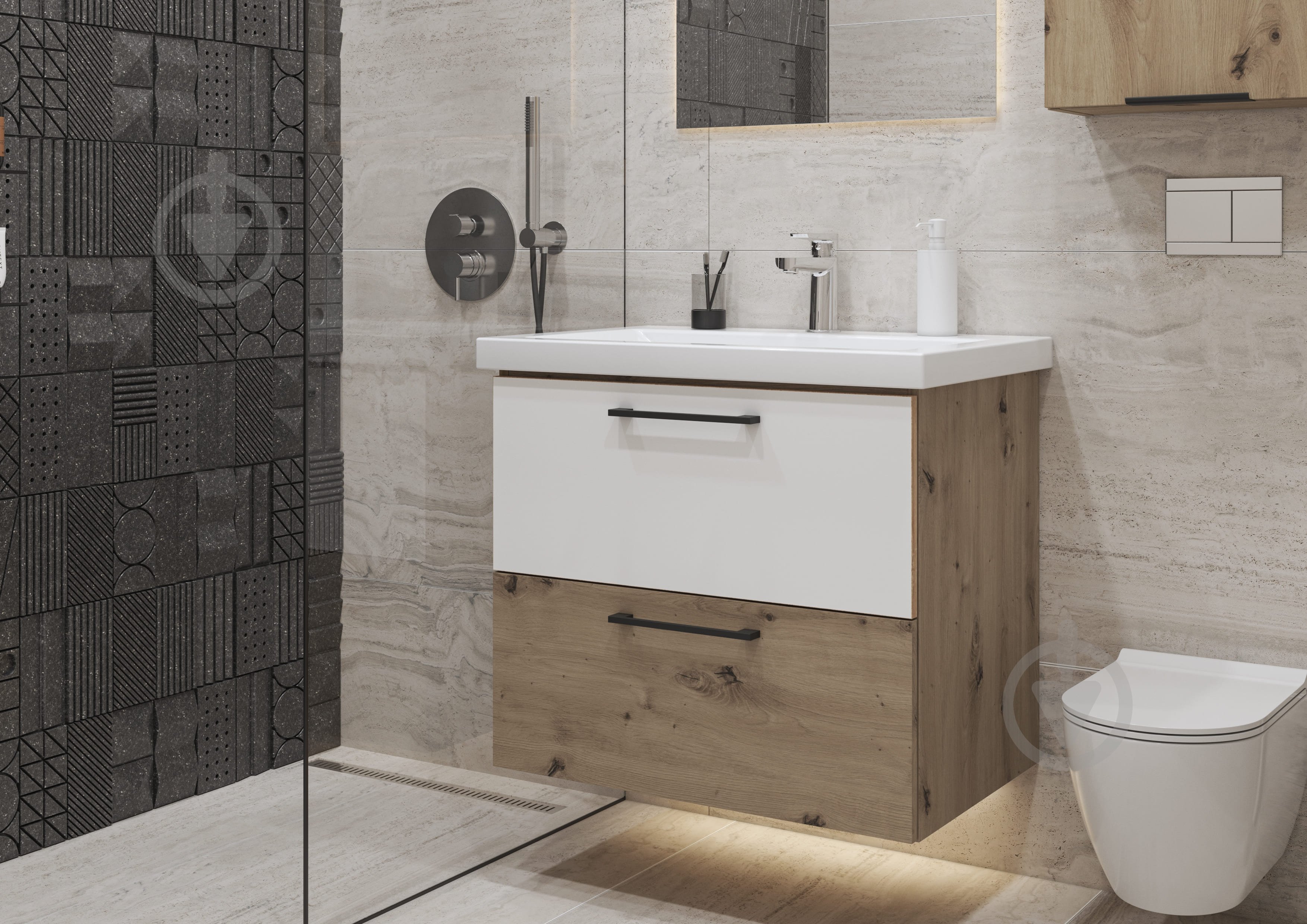 Тумба консольная Грейд Niks дуб артизан/нимфея альба под умывальник Como 70 - фото 2 Тумба консольная Грейд Niks дуб артизан/нимфея альба под умывальник Como 70 - фото 2