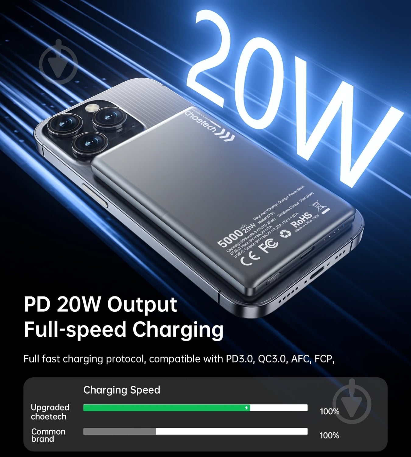 Повербанк Choetech 5000 mAh black (B738-CCBK) - фото 6