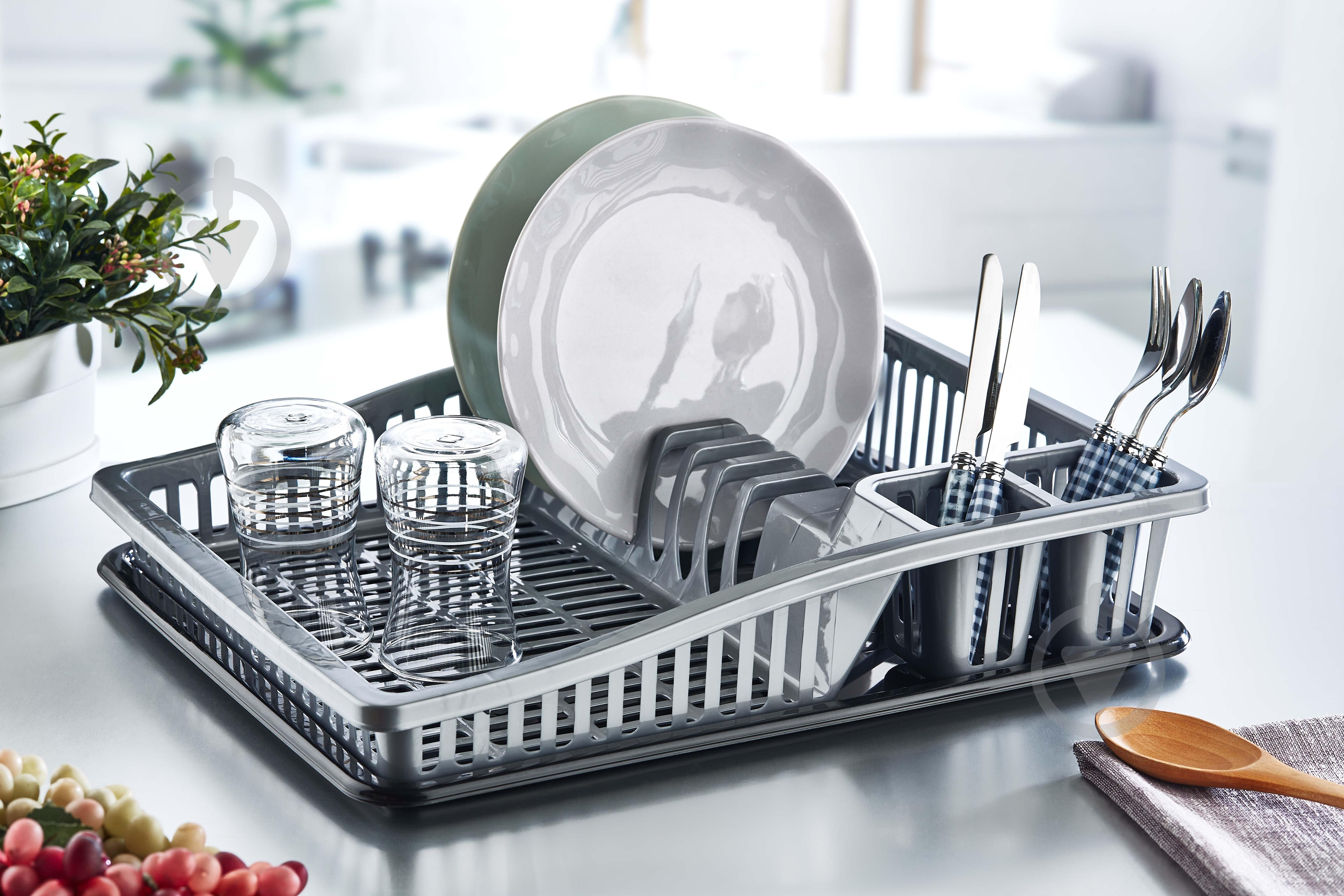 Сушка Dunya Plastik для посуды Степ пластик в ассортименте 46,2x36,7x10,8 см - фото 2