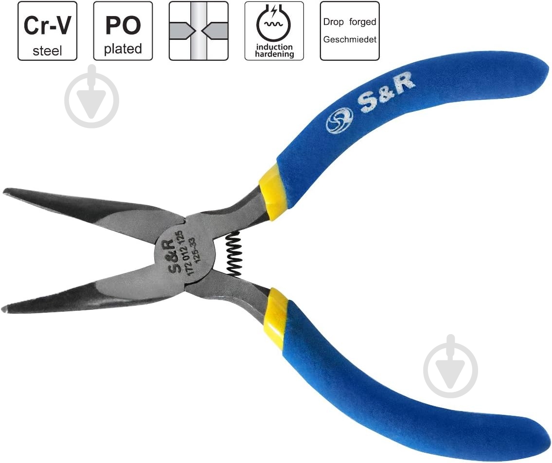 Плоскогубці S&R ECO міні 125x33 мм подовжені загнуті 172012125 - фото 3