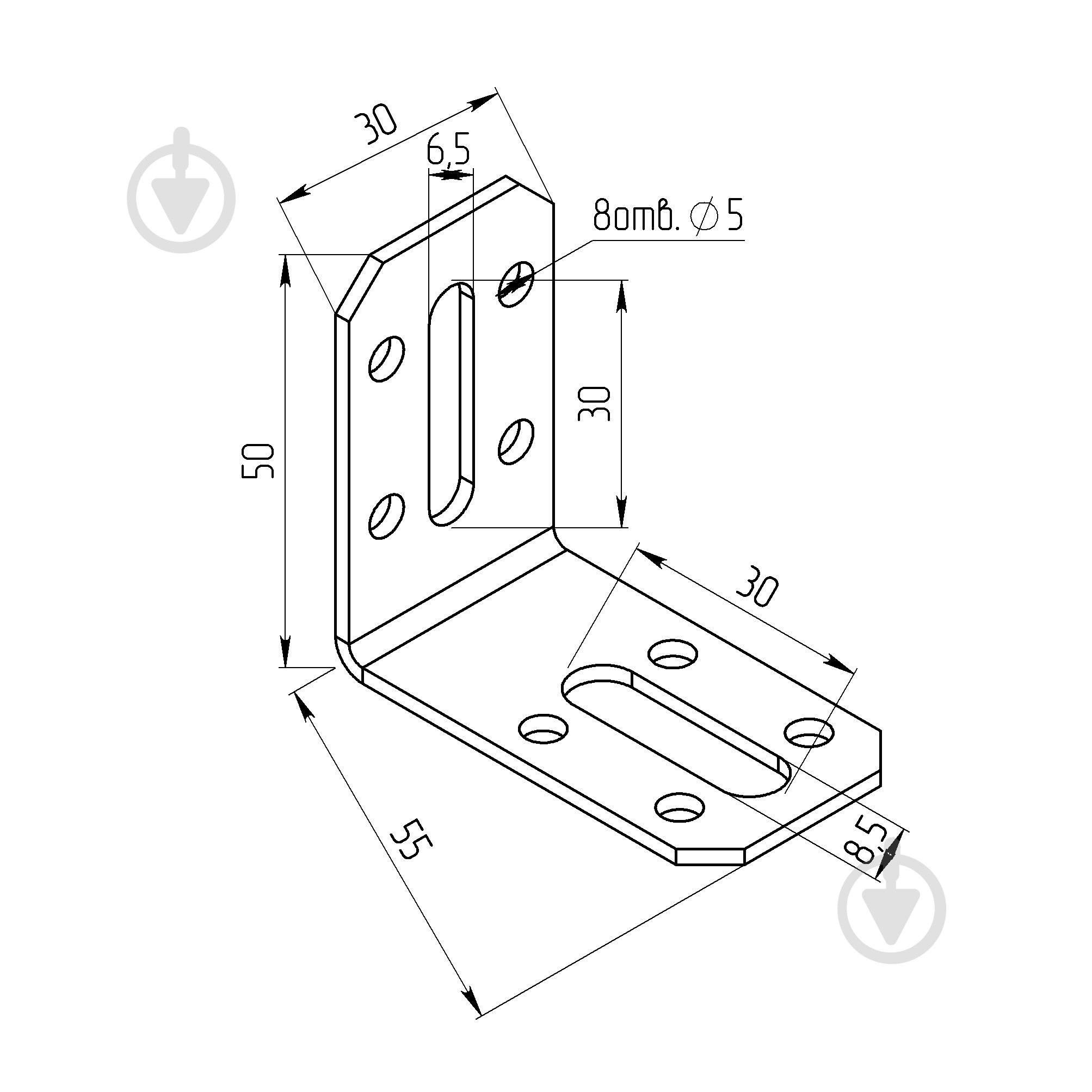 Уголок регулируемый Профсталь ассиметричный 55x50x30 мм 2 мм белый цинк - фото 2 Уголок регулируемый Профсталь ассиметричный 55x50x30 мм 2 мм белый цинк - фото 2