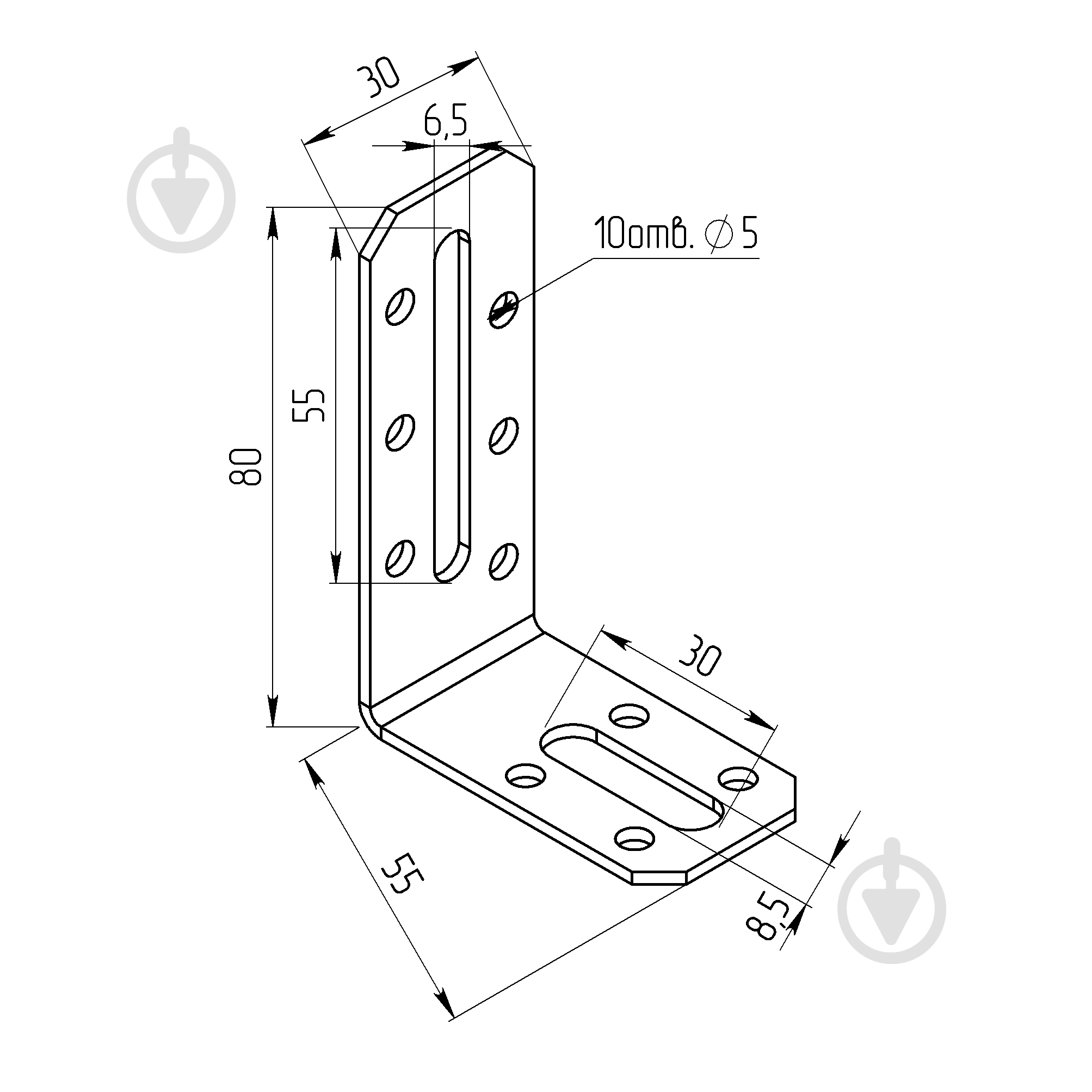 Уголок универсальный регулируемый Профсталь ассиметричный 55x80x30 мм 2 мм 20 шт. белый цинк - фото 2 Уголок универсальный регулируемый Профсталь ассиметричный 55x80x30 мм 2 мм 20 шт. белый цинк - фото 2