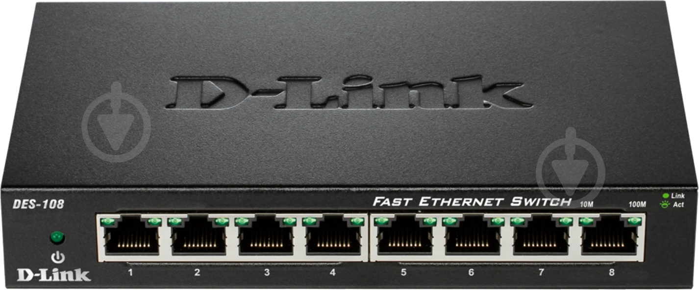 Коммутатор D-Link DES-108/E неуправляемый металл - фото 1 Коммутатор D-Link DES-108/E неуправляемый металл - фото 1