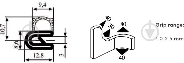 Уплотнитель фигурный Mesan 340.09.003 15х12,8 мм черный - фото 2