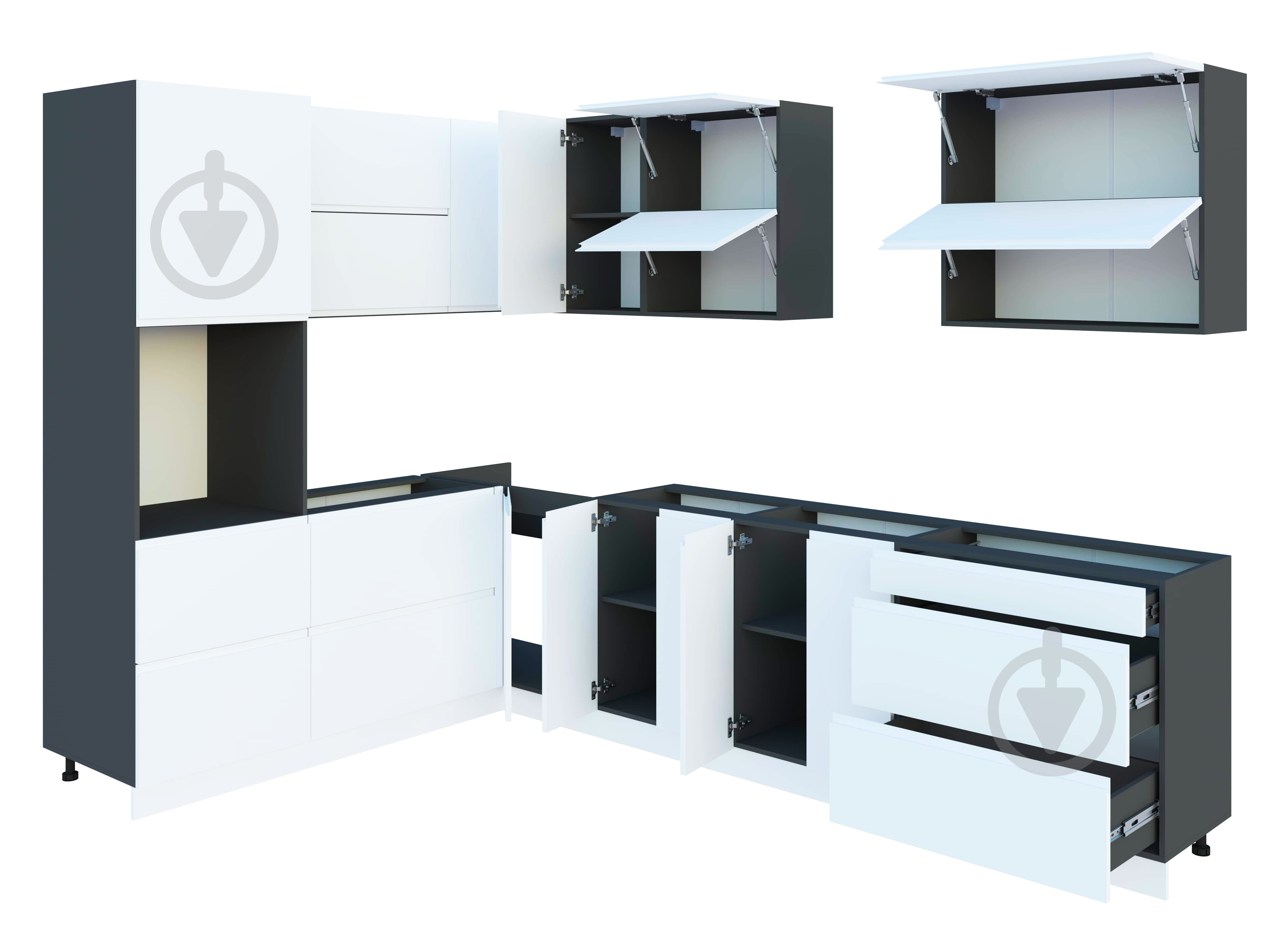 Кухня Світ Меблів Влада МДФ 3×2м білий шовк/графіт - фото 4