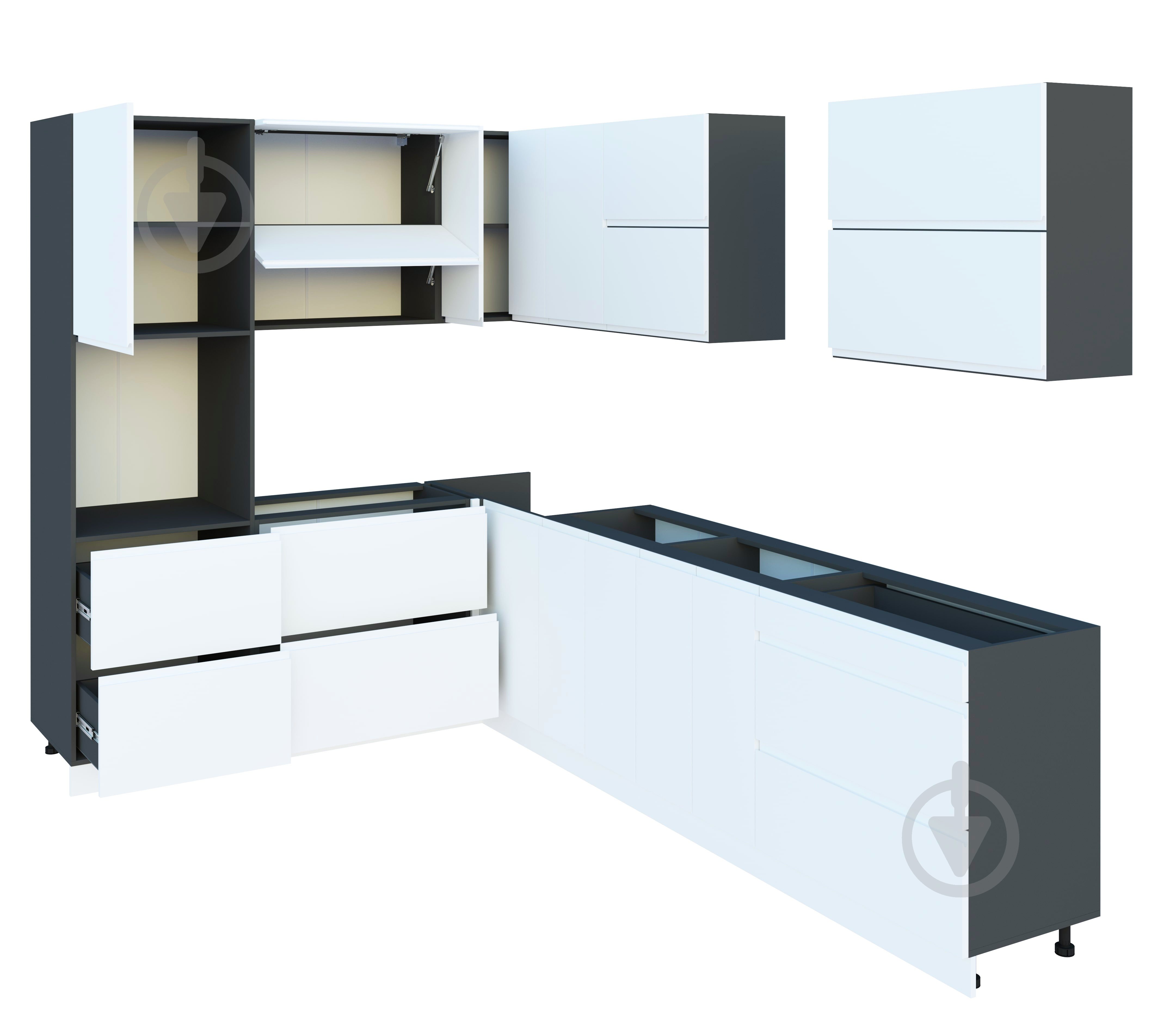 Кухня Світ Меблів Влада МДФ 3×2м білий шовк/графіт - фото 3