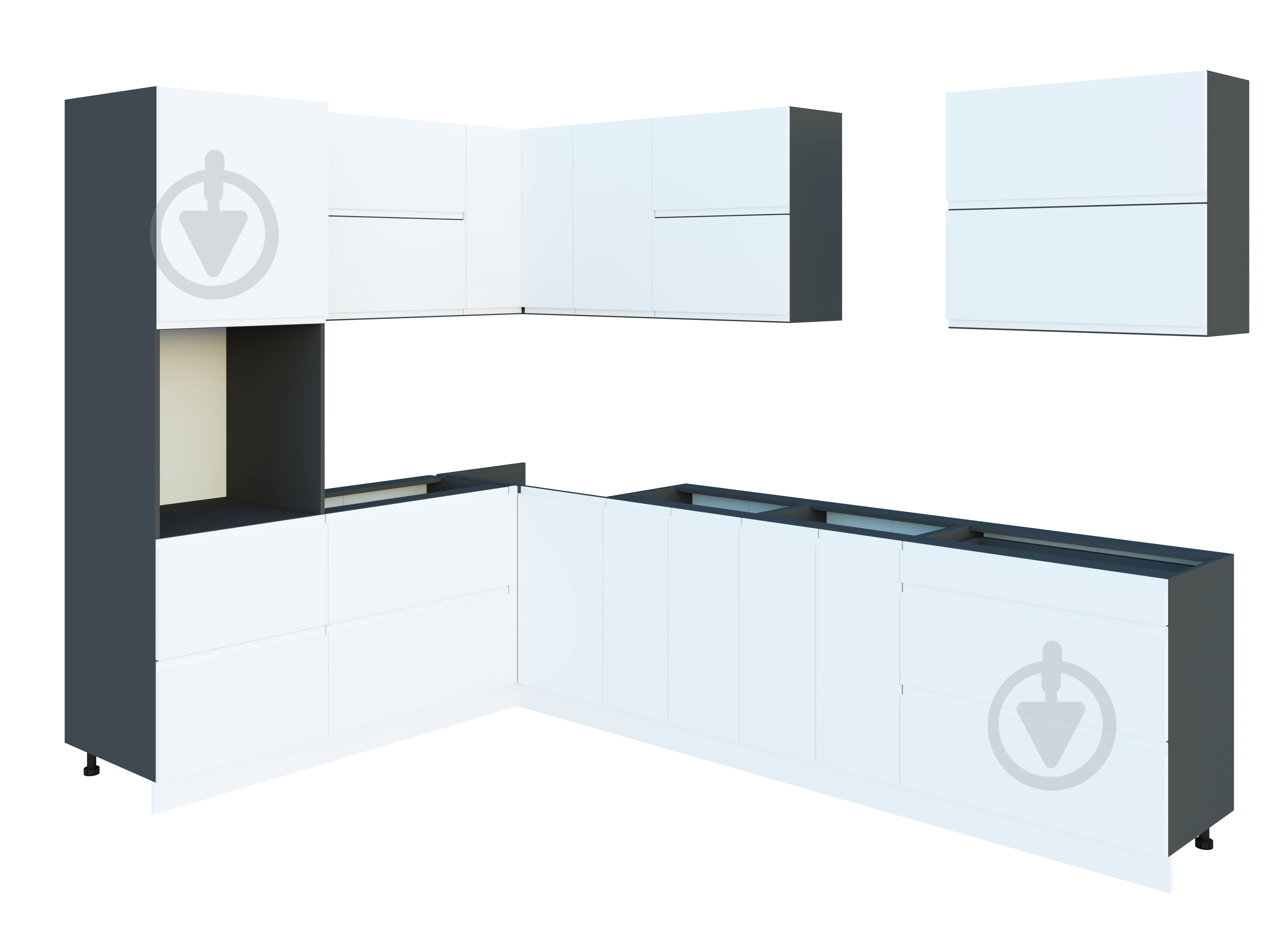 Кухня Світ Меблів Влада МДФ 3×2м білий шовк/графіт - фото 2