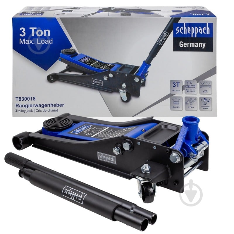 Домкрат гидравлический подкатной Scheppach 3 т - фото 1