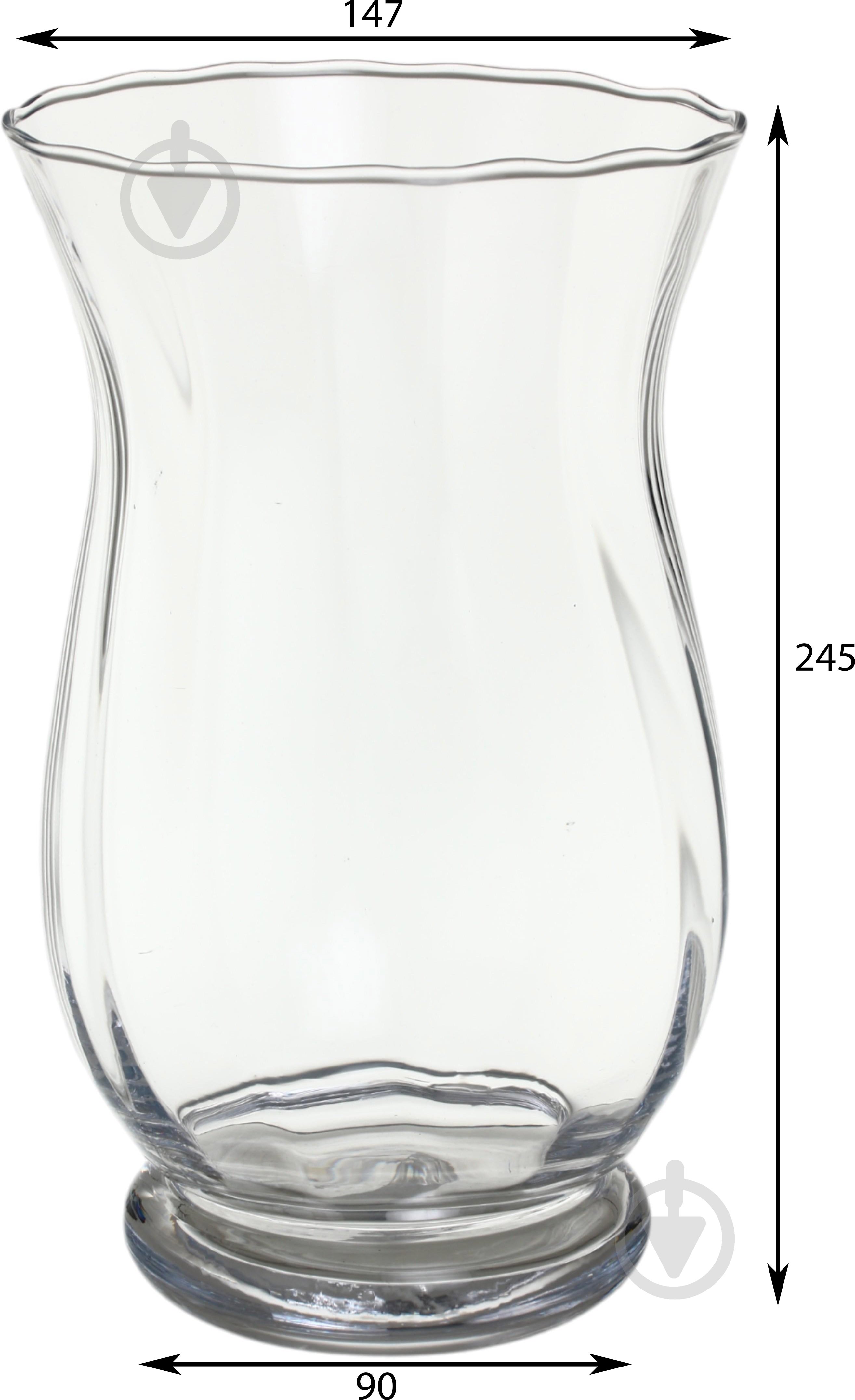 Ваза скляна Wrzesniak Glassworks Optic 25 см прозора 17-3507A - фото 2
