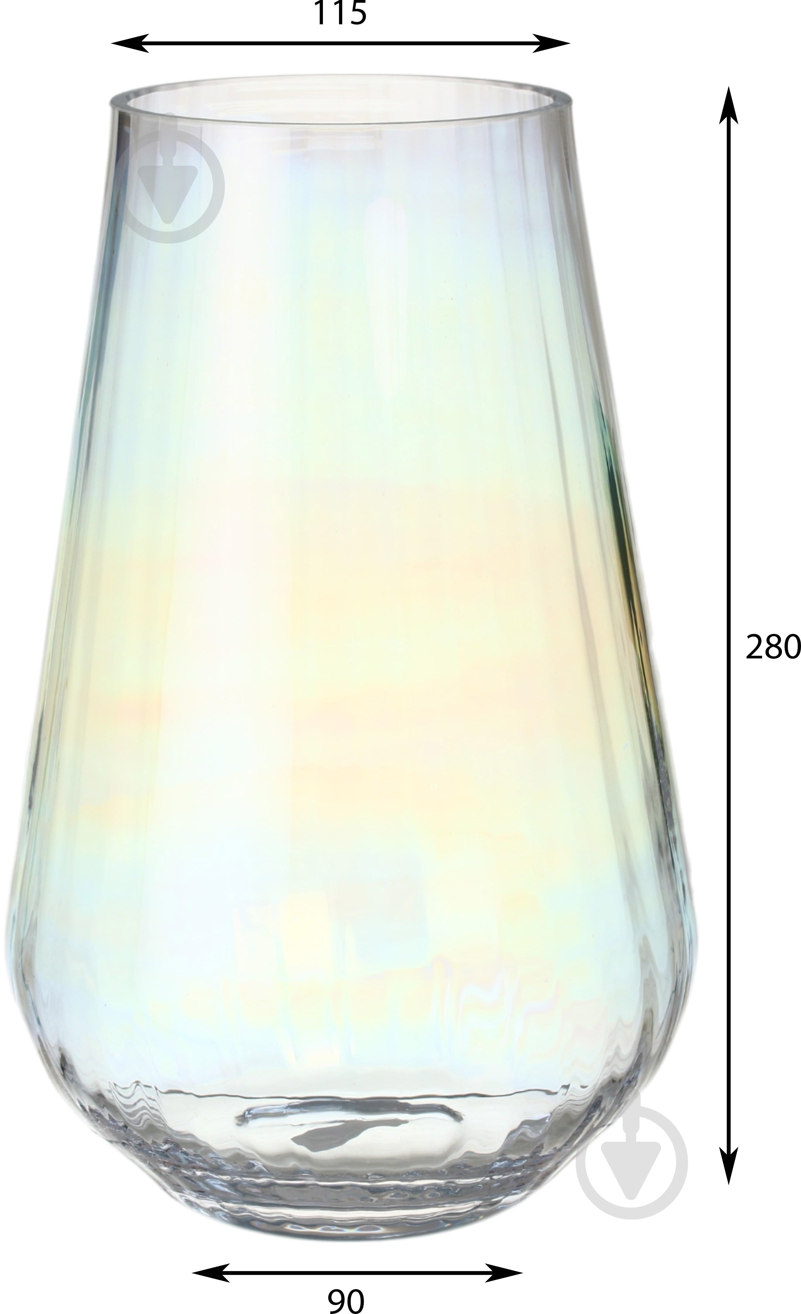 Ваза скляна Wrzesniak Glassworks Luster Optic 27 см перламутрова 17-9524C - фото 2