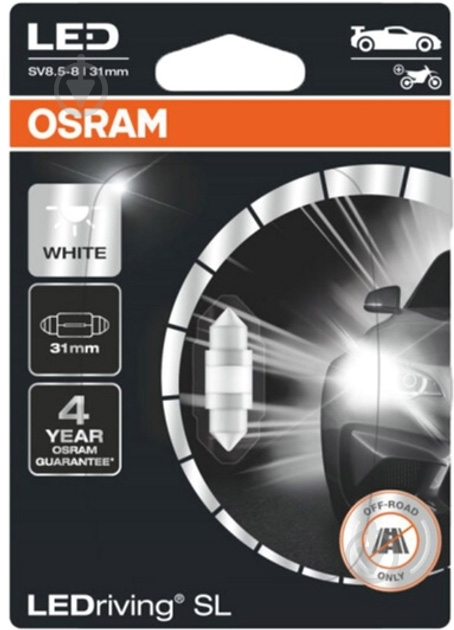 Автолампа ксеноновая Osram LEDriving SL C10W 1 Вт шт. (OS 6438 DWP-01B) - фото 1