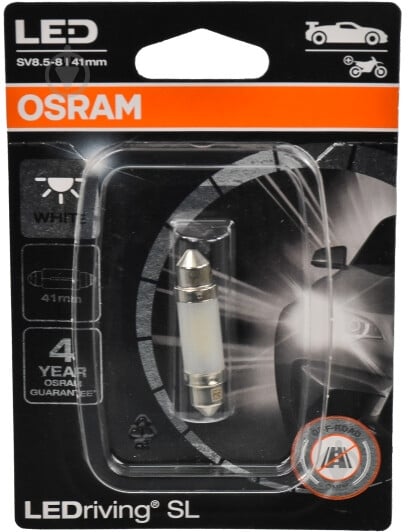 Автолампа светодиодная Osram C5W 0.6W SV8.5-8 LEDriving SL C5W 0,6 Вт 1 шт.(OS 6413 DWP-01B) - фото 1 Автолампа светодиодная Osram C5W 0.6W SV8.5-8 LEDriving SL C5W 0,6 Вт 1 шт.(OS 6413 DWP-01B) - фото 1