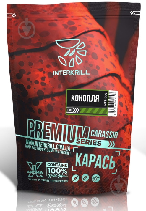 Прикормка INTERKRILL Premium Series карась/ конопля 1000 г - фото 1