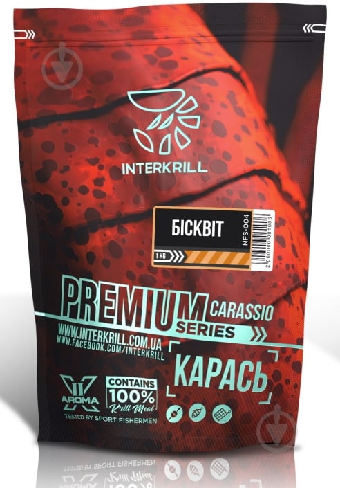 Прикормка INTERKRILL Premium Series карась/ бісквіт 1000 г - фото 1