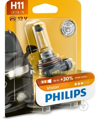 Автолампа галогенная Philips PGJ19-2 Vision +30% H11 55 Вт 1 шт.(PS12362PRB1) - фото 1
