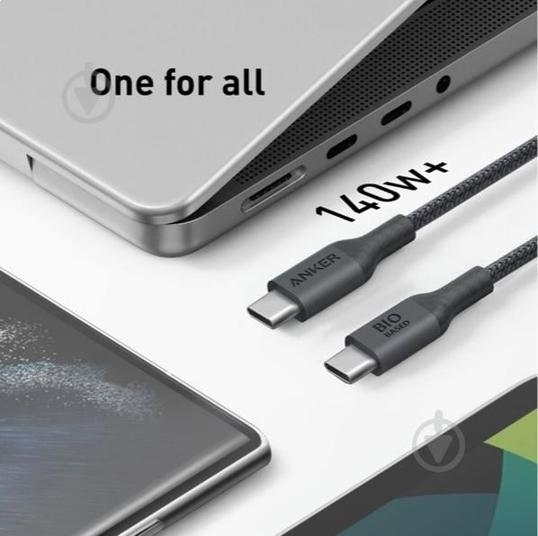 Кабель Anker 544 USB Type-C 140W 1,8 м чорний (A80F6H11) - фото 6 Кабель Anker 544 USB Type-C 140W 1,8 м чорний (A80F6H11) - фото 6