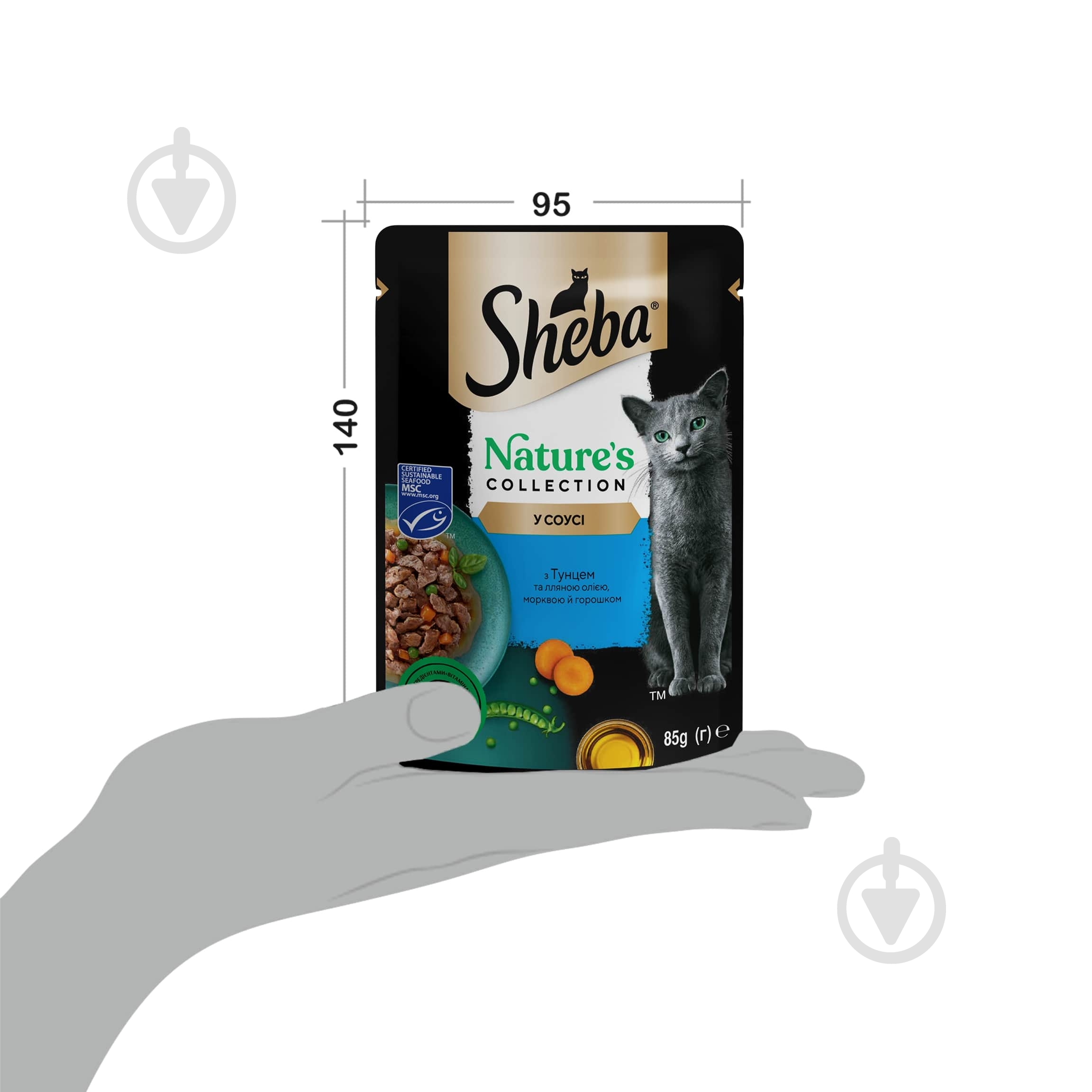 Корм вологий беззерновий для котів Sheba Natures з тунцем лляною олією й горошком 85 г - фото 5 Корм вологий беззерновий для котів Sheba Natures з тунцем лляною олією й горошком 85 г - фото 5
