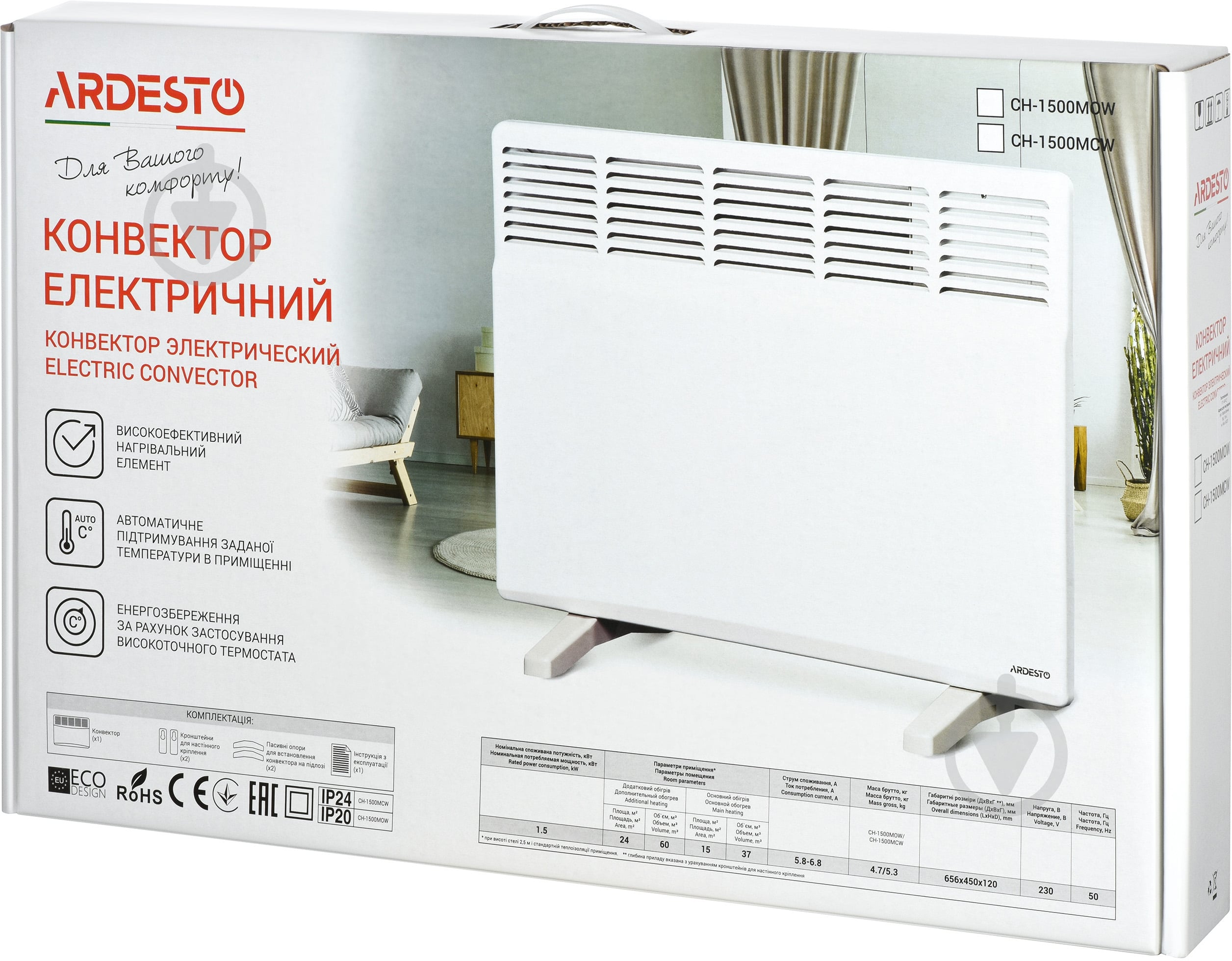 Конвектор электрический ARDESTO CH-2000MCW - фото 7