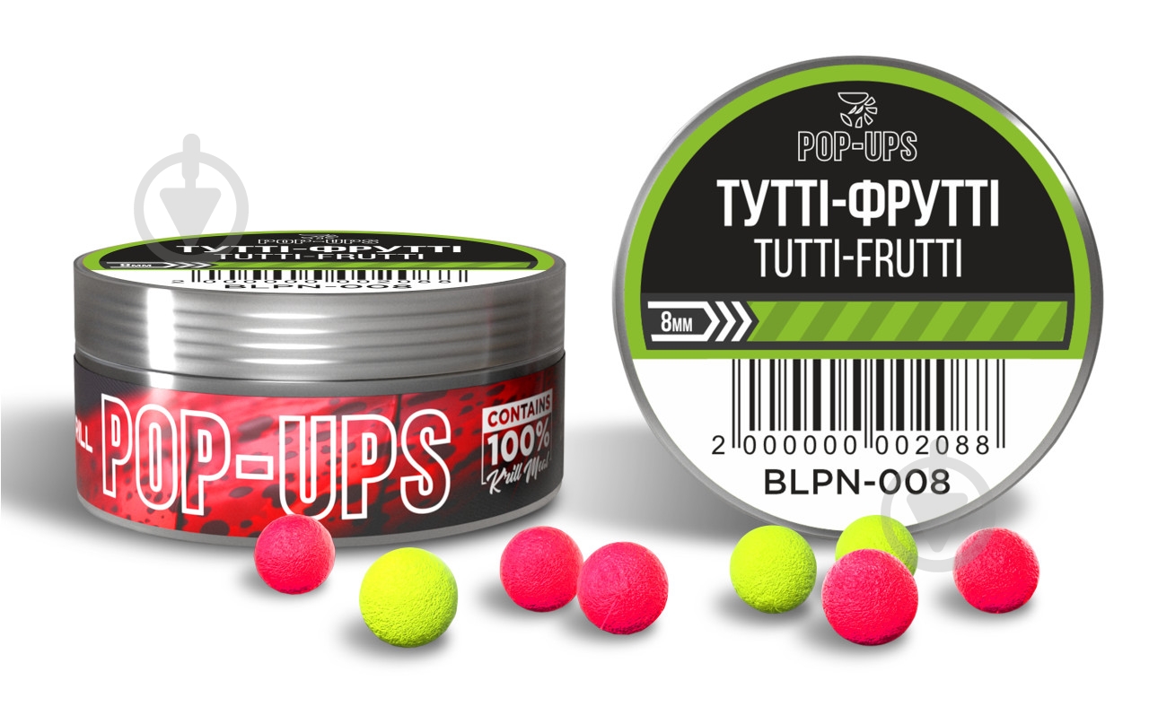 Плаваючі бойли Pop-Up INTERKRILL 8 мм туті-фруті 15 г - фото 1