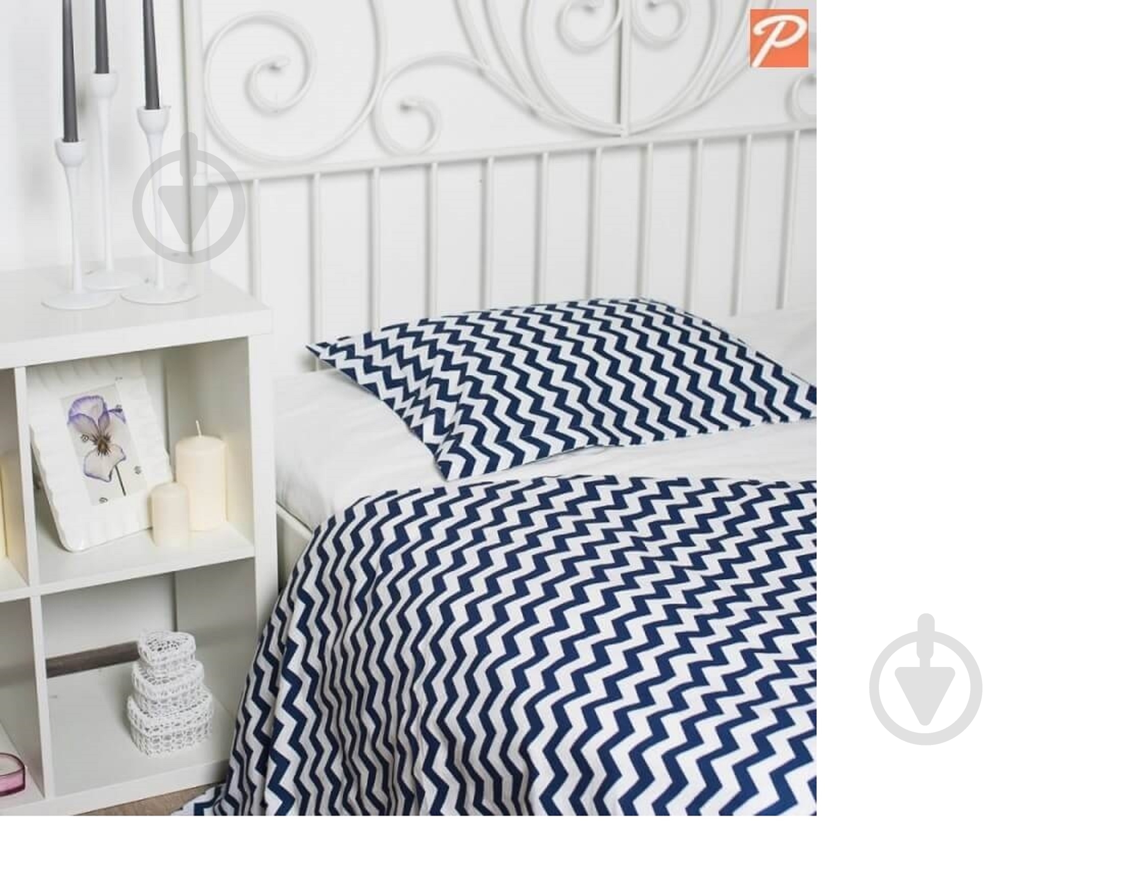 Комплект постельного белья Basic Зигзаг 2,0 белый с синим La Nuit - фото 1