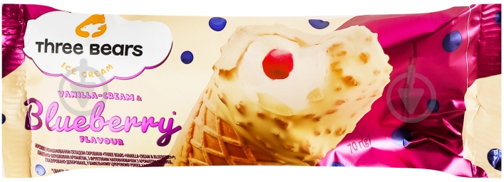 Мороженое Три Ведмеді Vanilla-Cream & Blueberry 70 г - фото 1