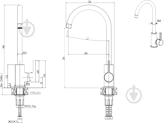 Смеситель для кухни ELLECI C01 BIANCO TITANO 68 - фото 2 Смеситель для кухни ELLECI C01 BIANCO TITANO 68 - фото 2