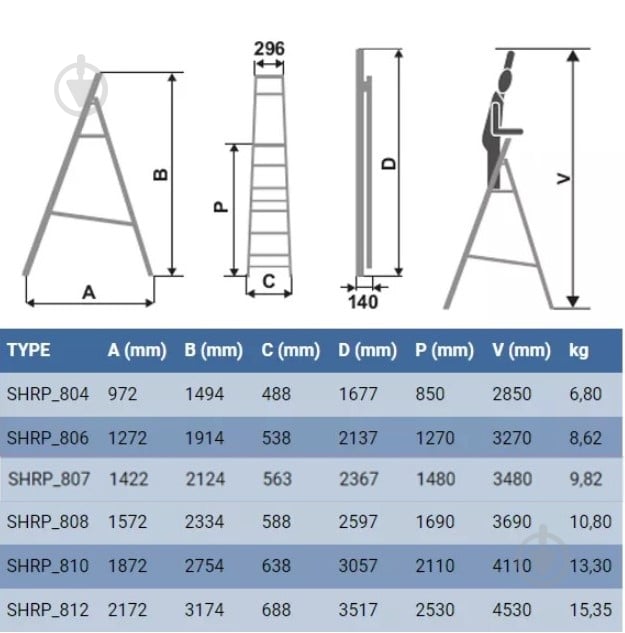 Лестница-стремянка Elkop SHRP 808 (36437) - фото 3