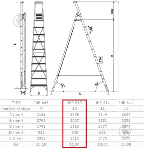 Лестница-стремянка Elkop JHR 610 (38005) - фото 2