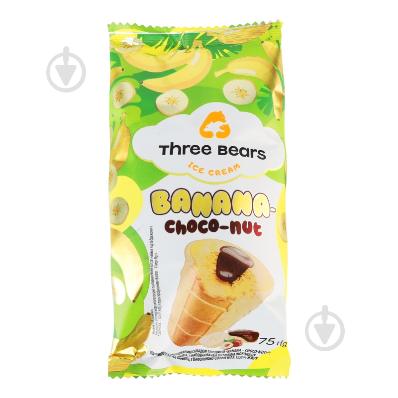 Мороженое Три Ведмеді banana – choco-nut 75 г - фото 1