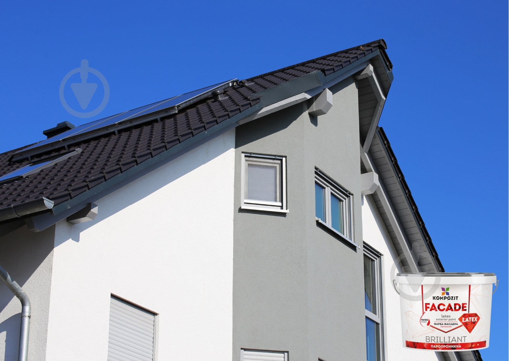 Фарба акрилова водоемульсійна Kompozit FASAD Latex мат білий 0,9 л 1,4 кг - фото 4 Фарба акрилова водоемульсійна Kompozit FASAD Latex мат білий 0,9 л 1,4 кг - фото 4