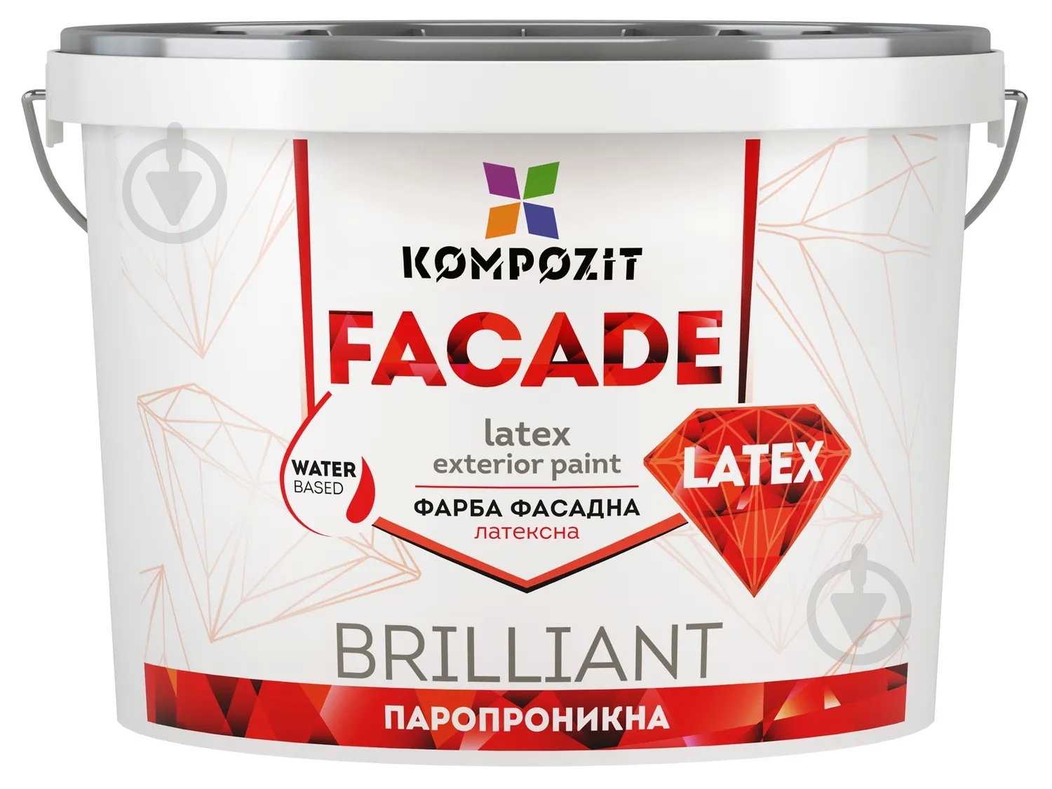 Краска акриловая водоэмульсионная Kompozit FASAD Latex мат белый 9,3 л 14 кг - фото 1 Краска акриловая водоэмульсионная Kompozit FASAD Latex мат белый 9,3 л 14 кг - фото 1