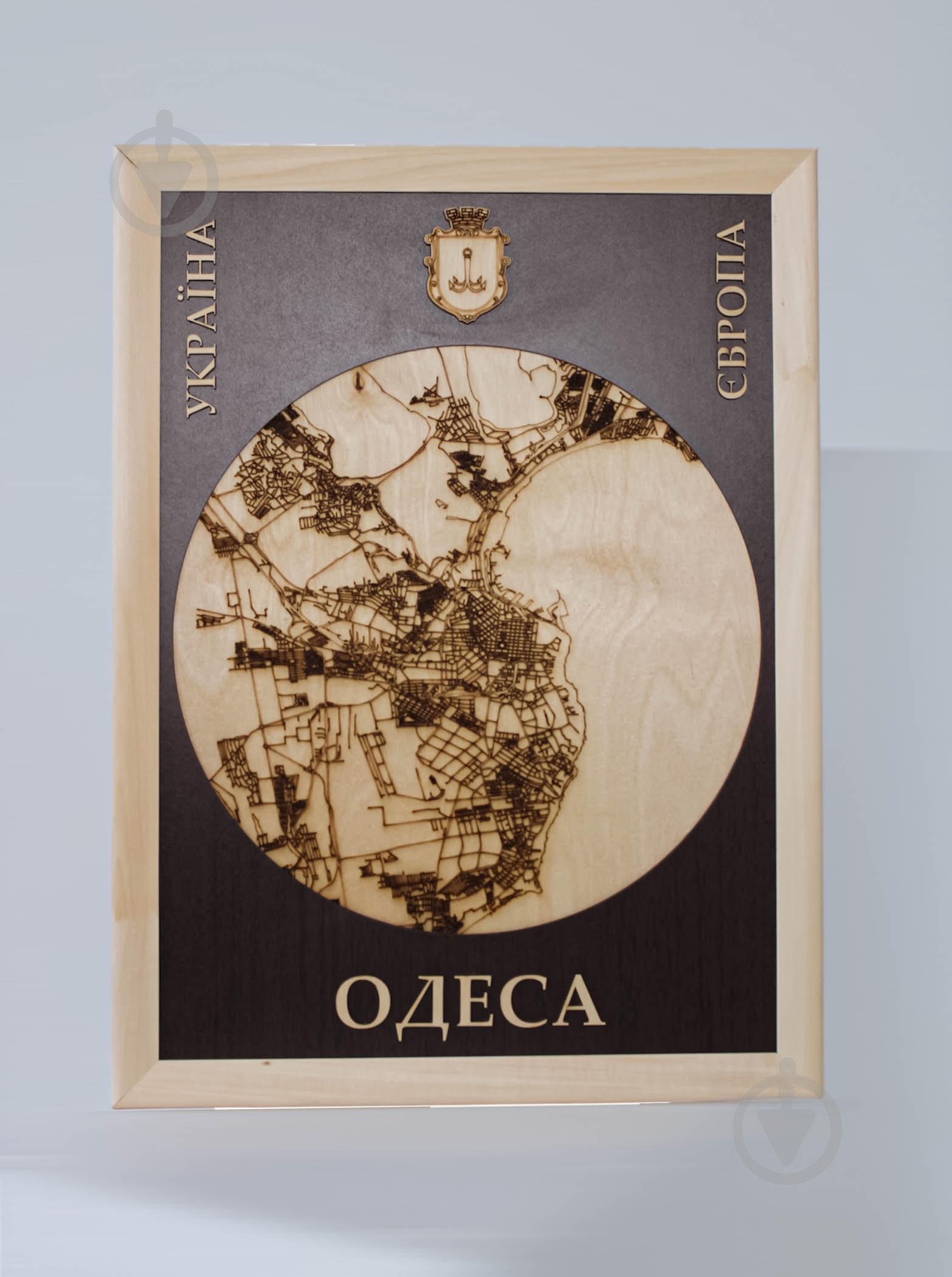 Карта Украины Одесса коричневий фон 61x45 см - фото 1