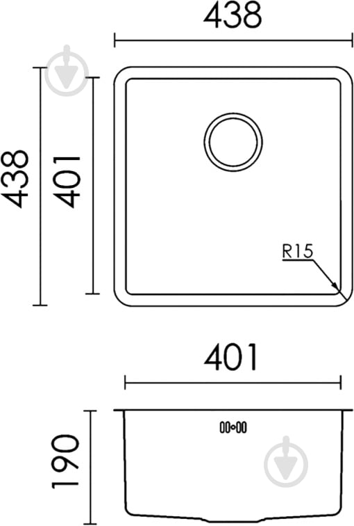 Мийка для кухні ELLECI Space 400 R15under top - фото 2