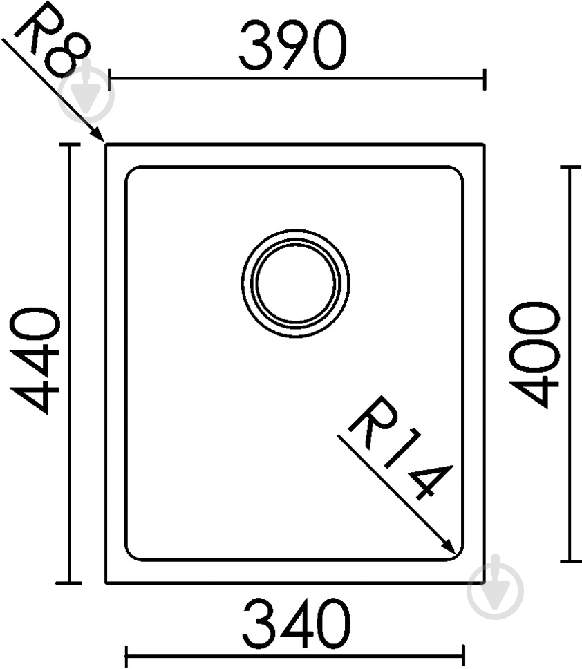 Мойка Square 340 R14 under top - фото 2