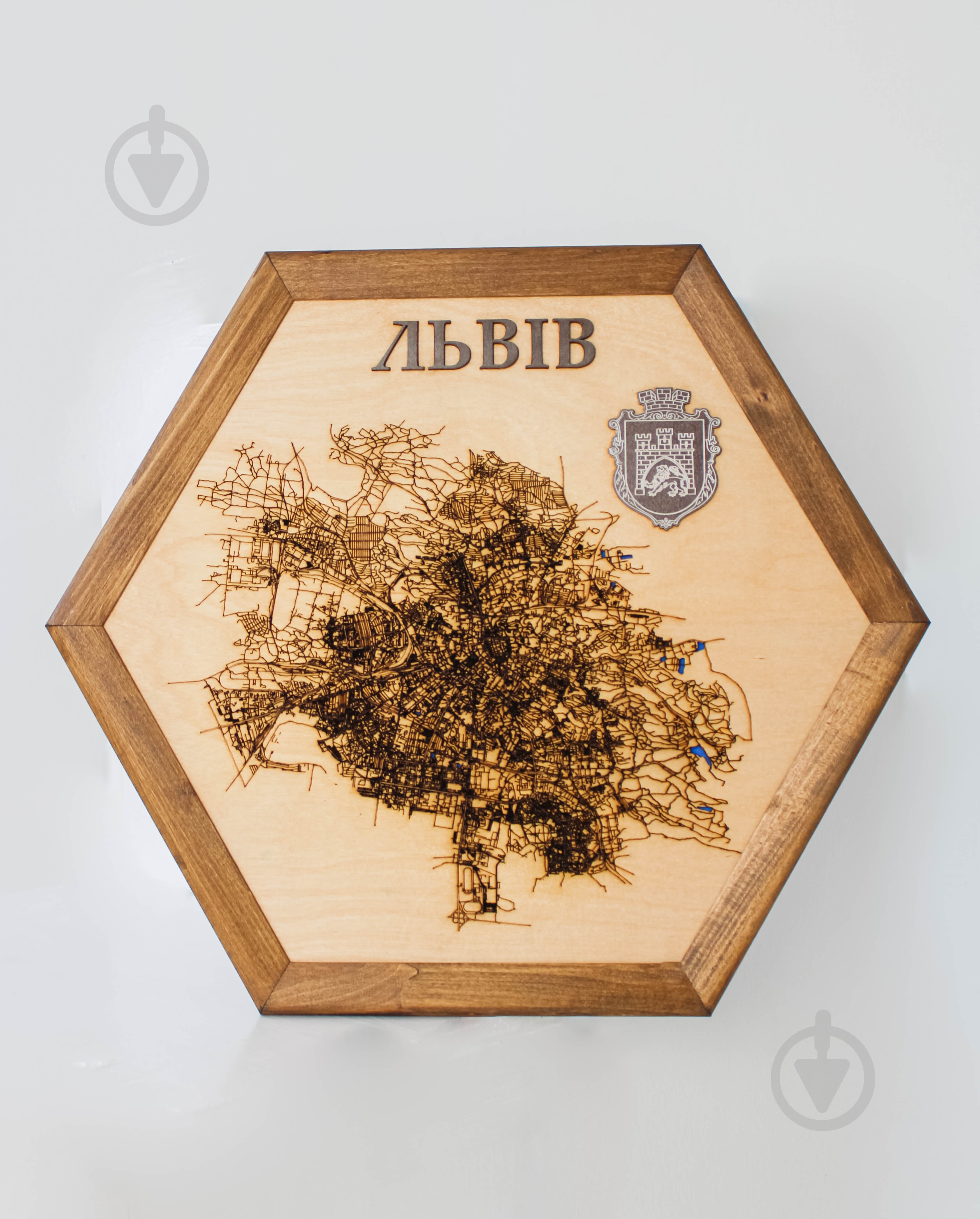 Мапа України Львів шестикутна 40x46 см - фото 1 Мапа України Львів шестикутна 40x46 см - фото 1