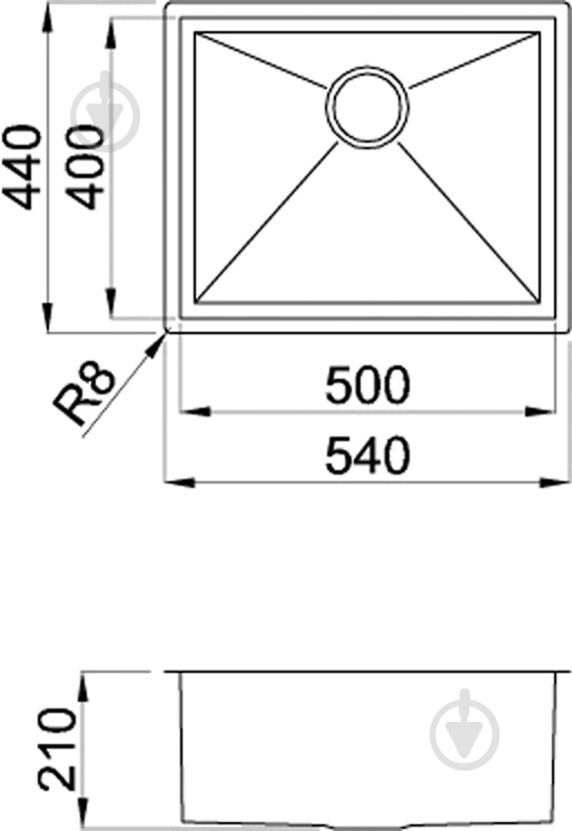 Мойка Square 500 under top - фото 2