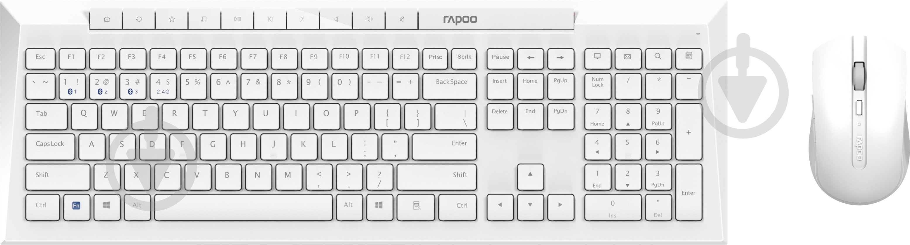 Комплект беспроводной RAPOO 8210M Wireless/Bluetooth White - фото 1 Комплект беспроводной RAPOO 8210M Wireless/Bluetooth White - фото 1