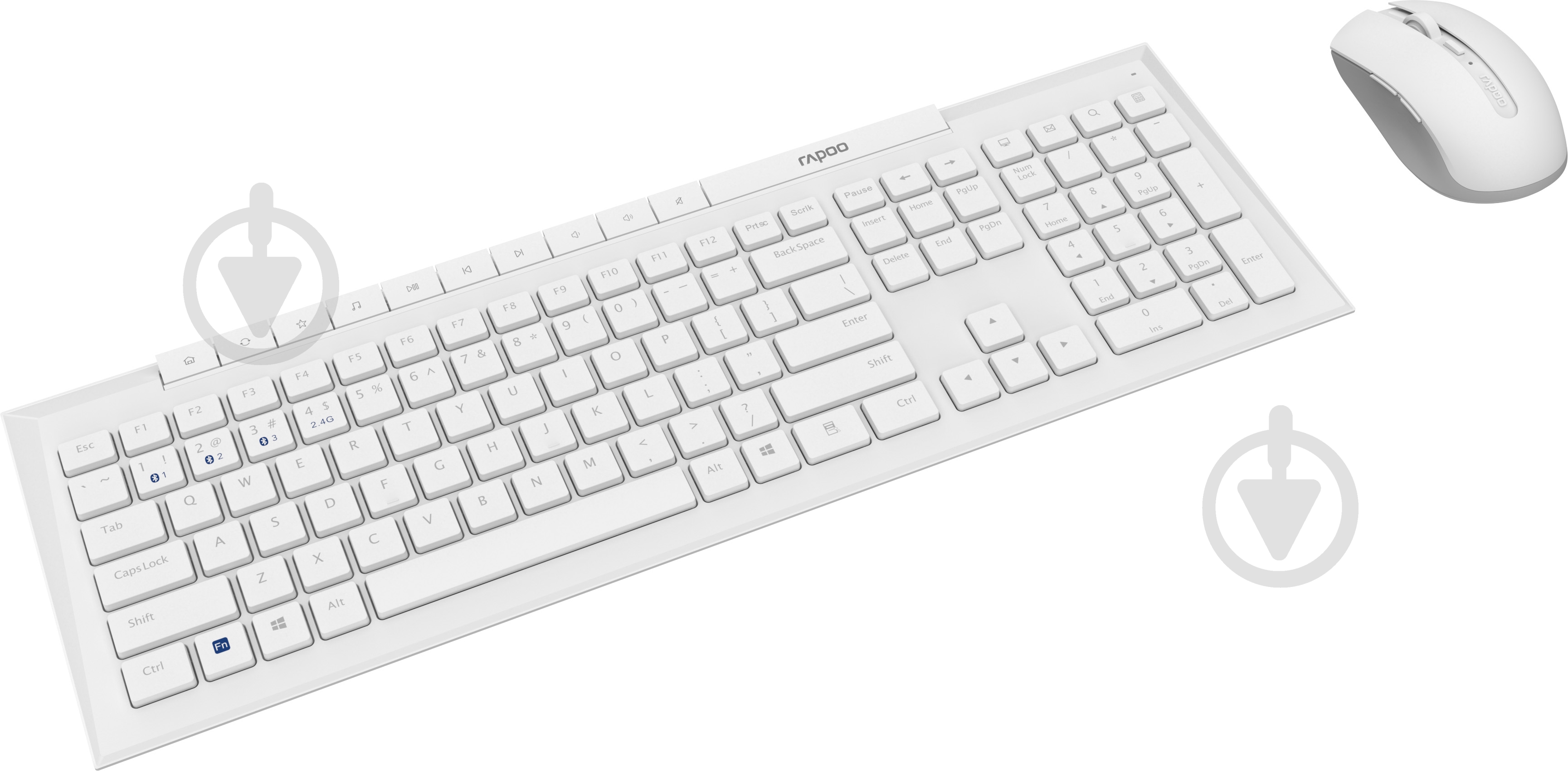 Комплект беспроводной RAPOO 8210M Wireless/Bluetooth White - фото 2 Комплект беспроводной RAPOO 8210M Wireless/Bluetooth White - фото 2