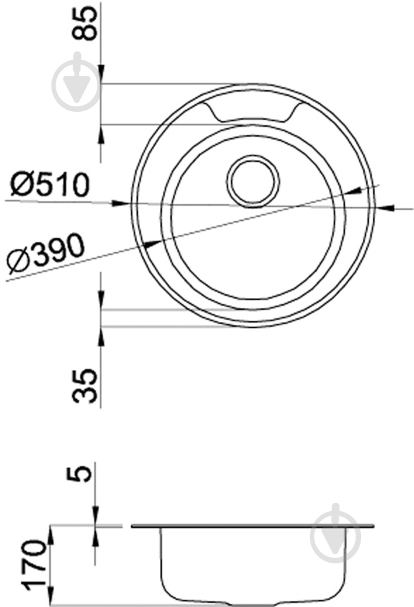 Мойка SKY ROUND 510 SATINATO - фото 2 Мойка SKY ROUND 510 SATINATO - фото 2