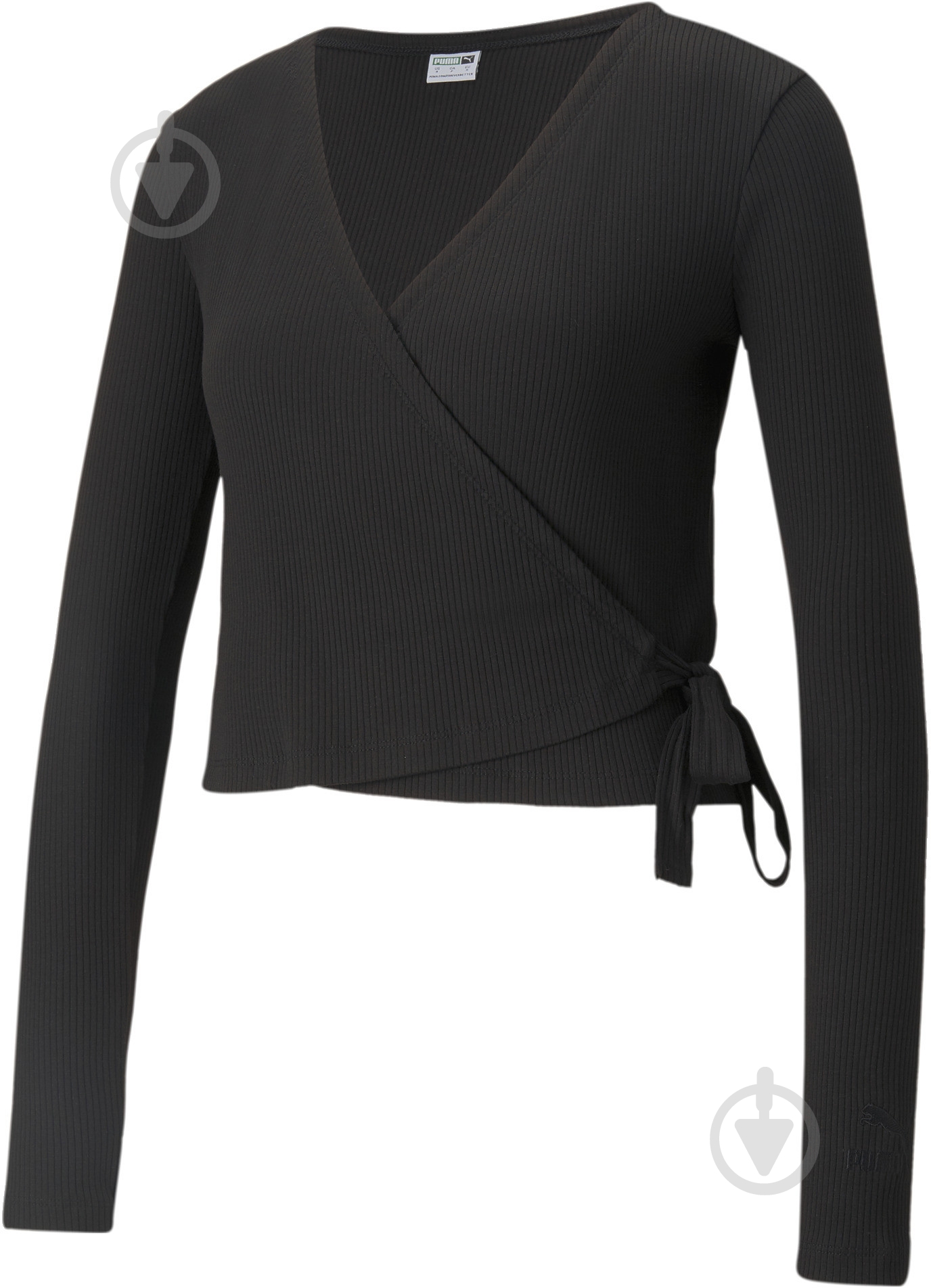 Футболка Puma Classics Ribbed Wrap Top 58998401 р.S чорний - фото 1 Футболка Puma Classics Ribbed Wrap Top 58998401 р.S чорний - фото 1