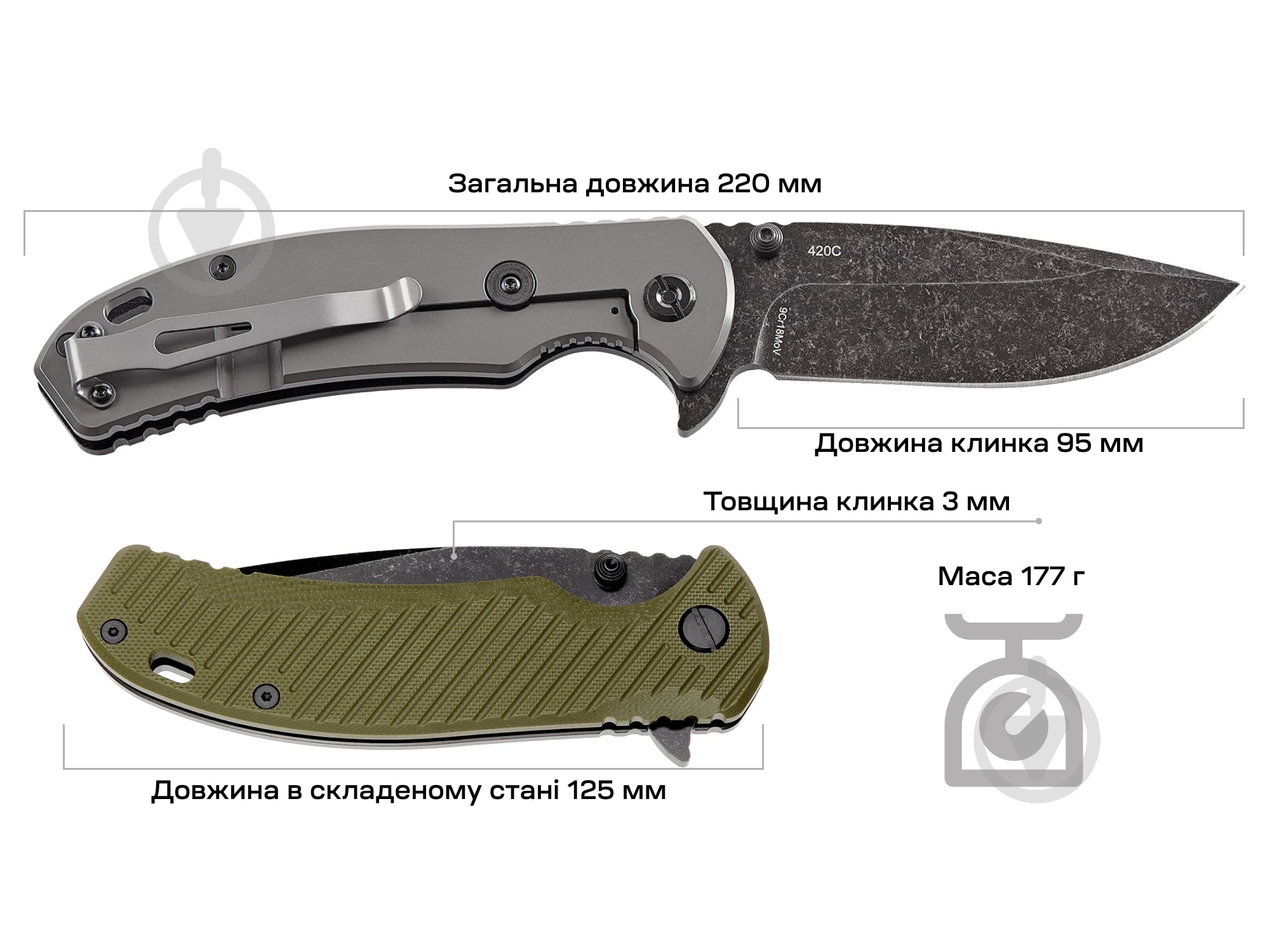 Ніж складаний Skif Sturdy II BSW olive 1765.03.01 - фото 4 Ніж складаний Skif Sturdy II BSW olive 1765.03.01 - фото 4