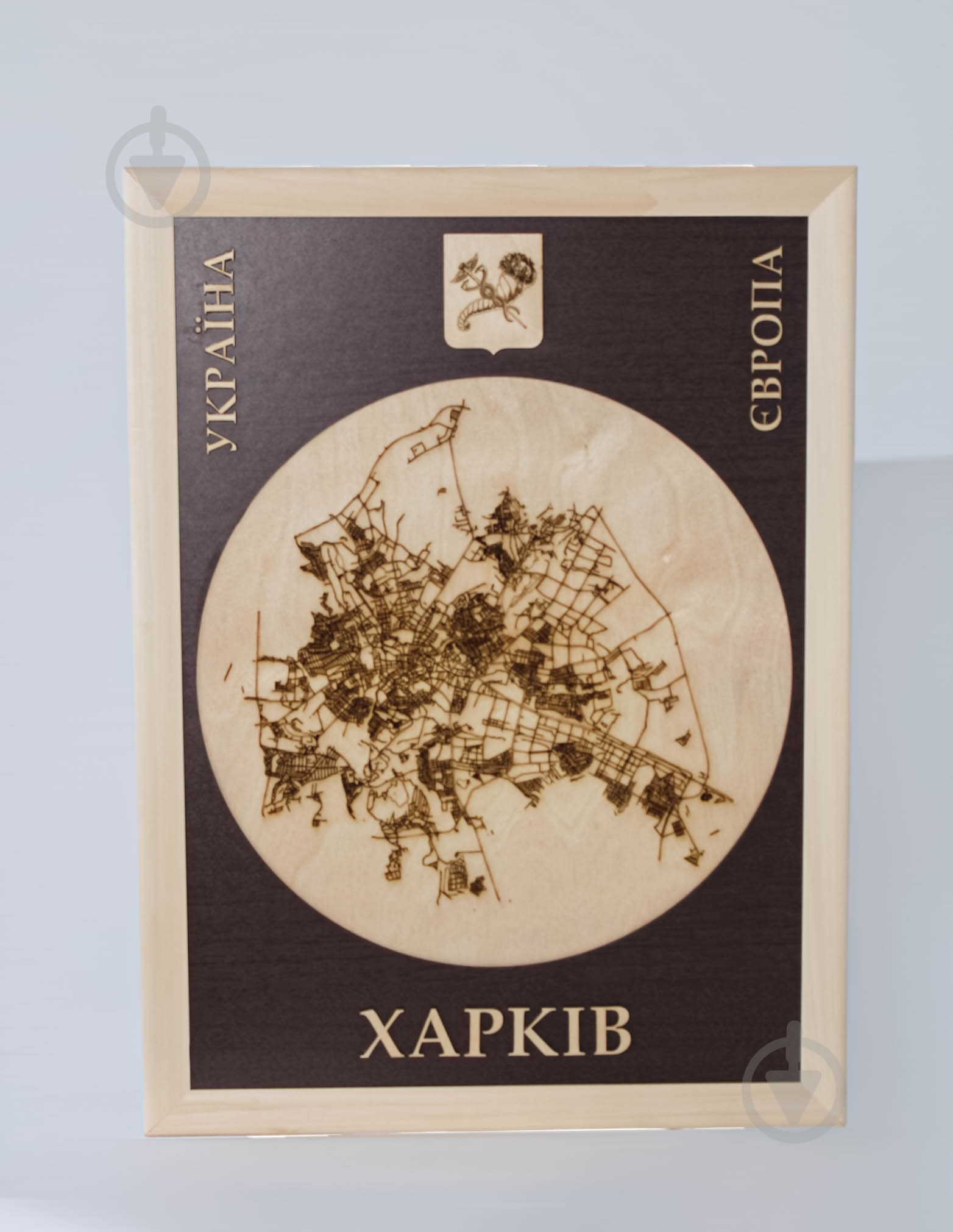 Карта Украины Харьков коричневий фон 61x45 см - фото 1
