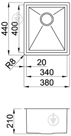 Мойка для кухни ELLECI Square 340 R14 on top - фото 2