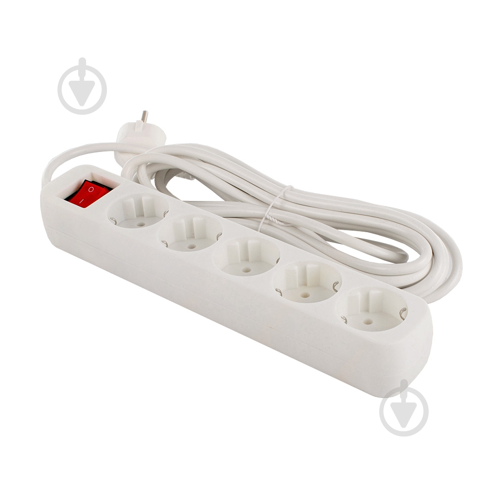 Сетевой фильтр ColorWay с заземлением 5 гн. белый 5 м CW-PSEA55W - фото 1
