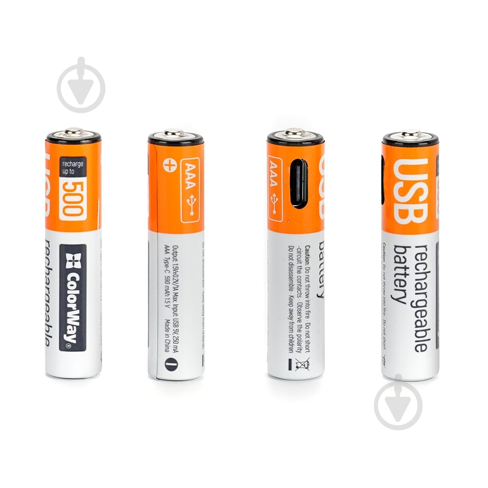 Батарея аккумуляторная ColorWay USB-С 590 мАч 1.5В AAA (мизинчиковые) 2 шт. (CW-UBAAA-09) - фото 6